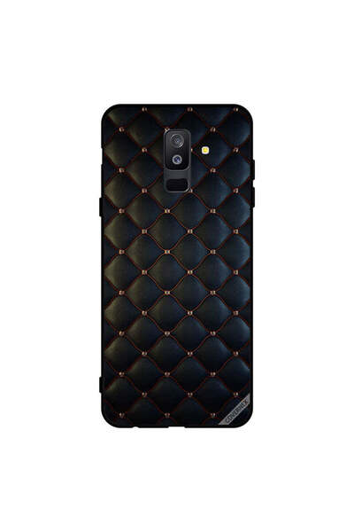 Covernex غطاء حماية لهاتف سامسونج جالاكسي A6+ (2018) بنمط مطبوع على قماش أسود