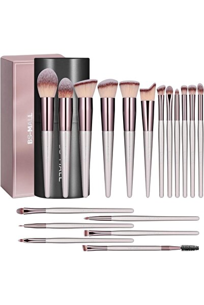 BS Mall مجموعة فرش مكياج BS-MALL مكونة من 18 قطعة، كريم أساس صناعي فاخر، بودرة إخفاء العيوب، ظلال العيون، أحمر الخدود