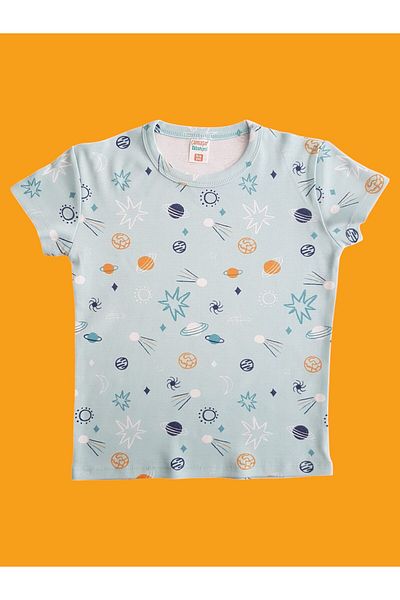 çamaşır bahçesi kendinize iyi bakın 100% Cotton Unisex Kids Capri Set # Printedchildcapritakim # Blue Space Patternlitakım # Laundry Garden