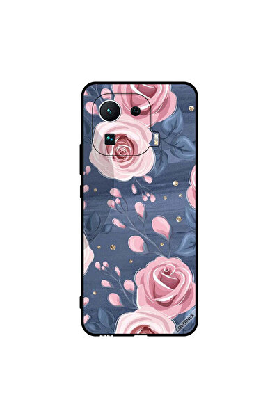 Covernex غطاء حماية لهاتف شاومي مي 11 برو بنقشة ورود وردية وأوراق رمادية داكنة
