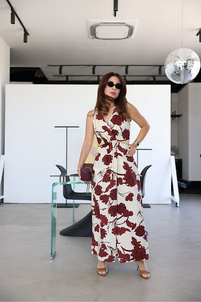 Özge Özgenç Patterned Low Waist Dress