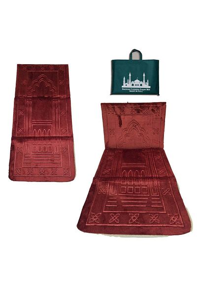 Yuwell 1 Piece Foldable Prayer Mat Back Support Carrying Bag Prayer Rug Anti-Slip 110X55CM Red
