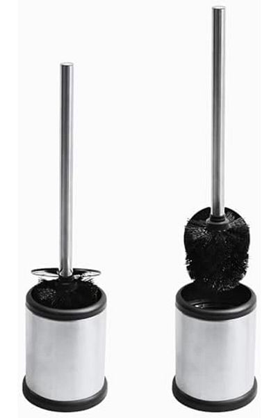 AKC GROUP Stainless Steel Toilet Brush with Lid Holder – Durable Bathroom Toilet Brush with Strong Bristles