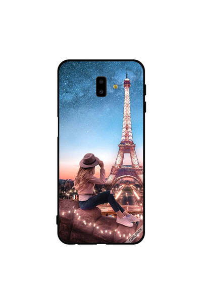 Covernex غطاء حماية لهاتف سامسونج جالاكسي J6+ - فتاة قبعة بنية وبرج إيفيل