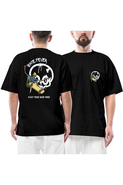 Z zepplin Skate Fever Μπλουζάκι με στάμπα μπροστά πίσω μαύρο oversize