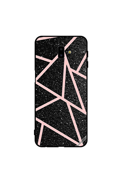 Covernex غطاء حماية لهاتف سامسونج جالاكسي J6+ أسود لامع بنقشة مسارات وردية فاتحة