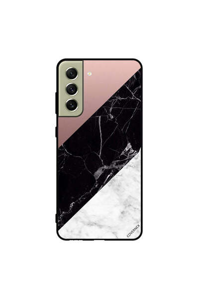 Covernex غطاء حماية لهاتف سامسونج S21 FE، أبيض وأسود، الجزء العلوي من الرخام ...