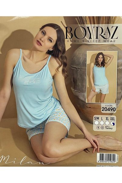 BOYRAZ Turquoise Blue Rope Hanging Milan Fabric Pajama Set