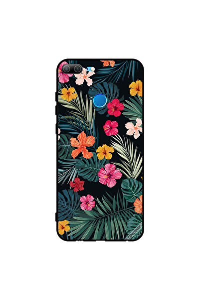 Covernex غطاء حماية لهاتف Honor 9 Lite بنقشة زهور متعددة الألوان وريش أخضر داكن
