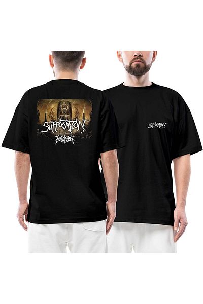 Z zepplin Suffocation With Special Guets Μπροστινό πίσω εμπριμέ μαύρο μπλουζάκι Oversize
