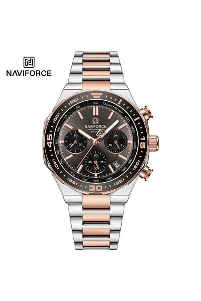 Naviforce Men's Luxury Chronograph Watch – 46mm Stainless Steel Strap, Multi-Function, Water Resistant