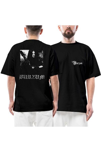 Z zepplin Burzum Anthology Front Back Printed Black Oversize T-Shirt