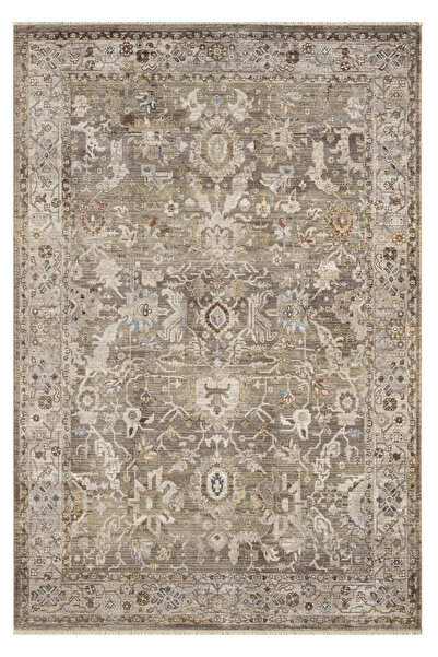 Moqa A Different Carpet Anadolu 4004 Yeşil Otantik Desenli Halı - Antialerjik, Pamuk Taban, 6 mm Hav Yüksekliği