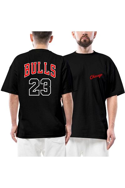 Z zepplin Chicago 23 Μπροστινό Πίσω Μπλουζάκι με στάμπα μαύρο Oversize