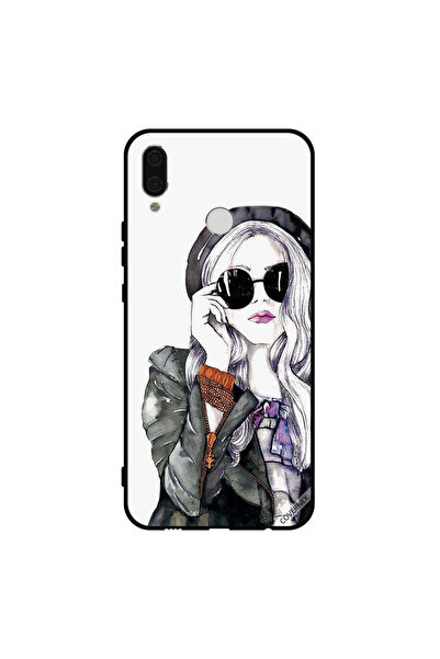 Covernex غطاء حماية لهاتف هواوي نوفا 3i أسود زجاجي بتصميم فتاة لطيفة