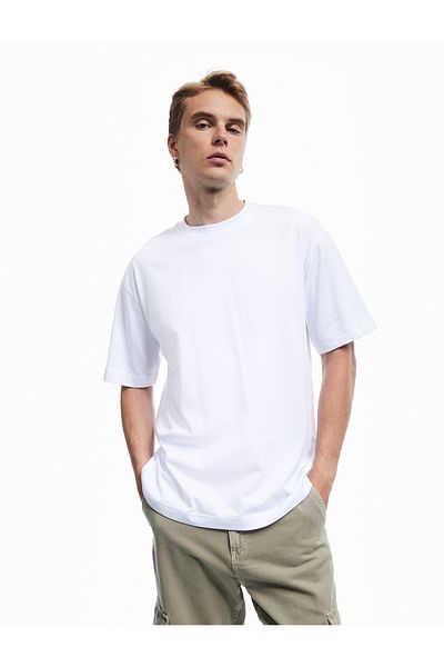 Koton Short Sleeve Crew Neck Cotton Basic Oversize T-Shirt
