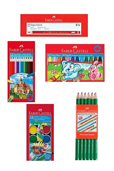 Faber Castel مجموعة من 12 قلم تلوين جاف + قلم تلوين مائي + قلم تلوين باستيل +...