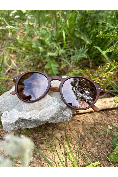 Ferrucci Brown Matte Round Framed Brand Model Unisex Sunglasses