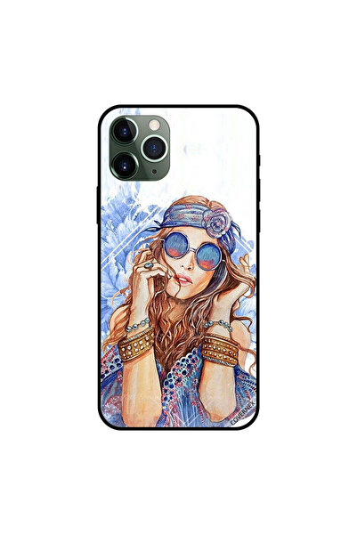 Covernex غطاء حماية لجهاز iPhone 11 Pro Max بتصميم فستان أزرق ونظارة زرقاء لل...