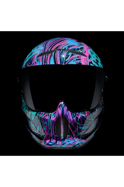 GÜMRÜK BEY Ruroc Atlas 4.0 Lucid Waves Dot Sertifikalı Tam Koruma Motosiklet Kaskı S/M 55/57 Şeffaf Siyah Vizör