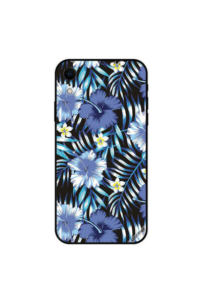 Covernex غطاء حماية لجهاز iPhone XR باللون الأبيض والأزرق مزين بزهور وريش