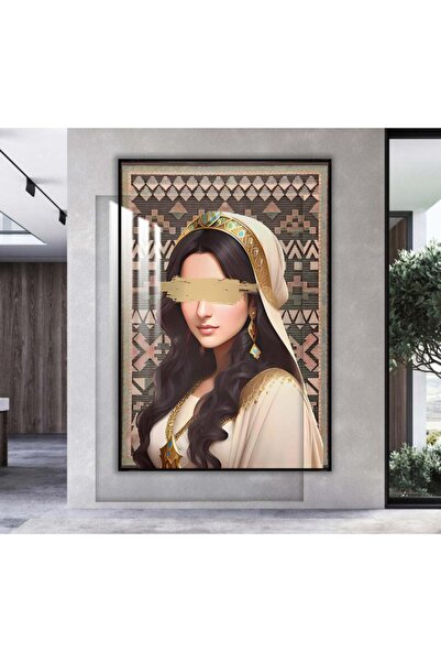 4gdran لوحة جدارية خشبية بتصميم فتاة مع برواز اسود و طبقة من الاكرليك الشفاف