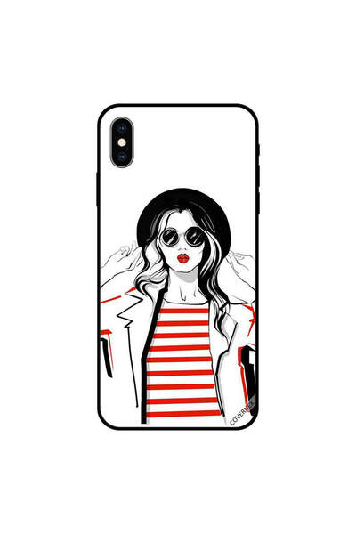 Covernex غطاء حماية لهاتف iPhone XS بخطوط حمراء وقميص أنيق لفتاة