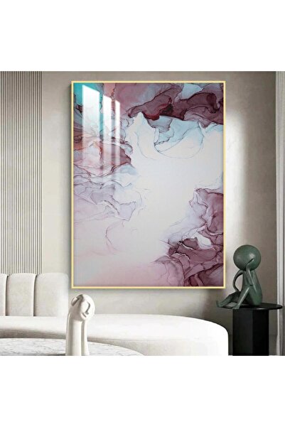 SND لوحة جدارية خشبية بتصميم الفن التجريدي مع برواز ذهبي و طبقة من الاكرليك الشفاف