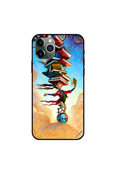 Covernex غطاء حماية لجهاز iPhone 11 Pro، فتاة على الكرة الأرضية مع كتب