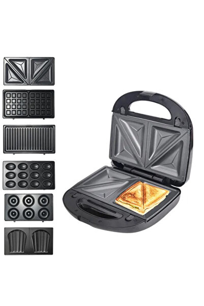 Klikon 6-in-1 Non-stick Multi Snacks Maker With Panini-grill-waffle-donut-nutty-biscuit-omelet KSM-812