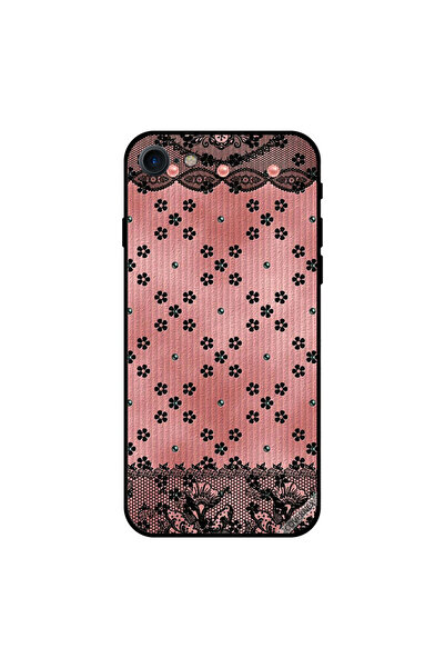 Covernex غطاء حماية لجهاز iPhone 8 أسود بزهور صغيرة على القماش