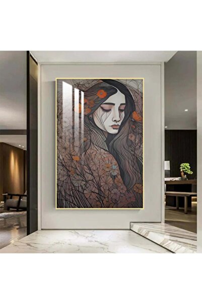 4gdran لوحة جدارية خشبية بتصميم امرآة مع برواز ذهبي و طبقة من الاكرليك الشفاف