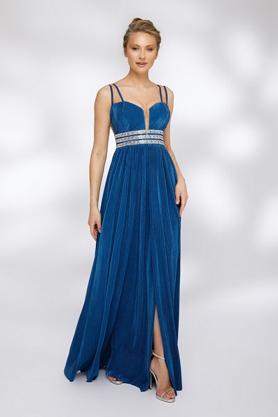 Atmosphere Fashion Rochie lungă elegantă din crep albastru