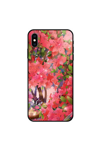Covernex غطاء حماية لجهاز iPhone XS MAX بطبعة زهور وردية وطيور الحب
