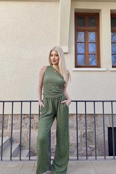 Sorridi One Shoulder Seersucker 2 Piece Set