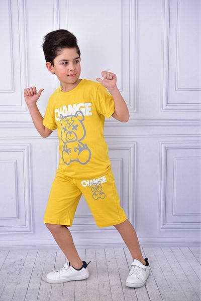 ruhaay Unisex Change Printed Children's Short-Sleeved Summer Shorts with Elastic Waist and Pockets Bottom Top Suit