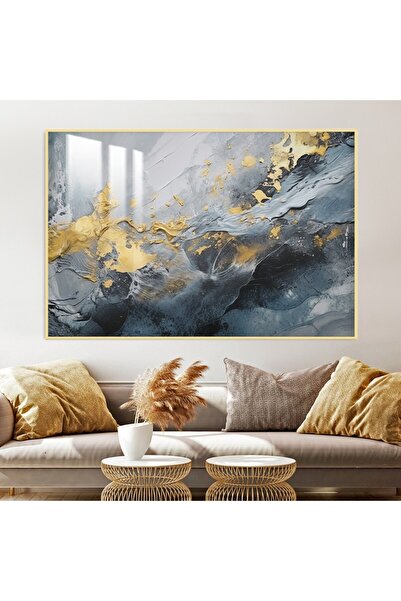 4gdran لوحة جدارية خشبية فاخرة بتصميم الفن التشكيلي مع برواز ذهبي و طبقة من ا...