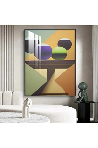 4gdran لوحة جدارية خشبية بتصميم الفن التجريدي مع برواز اسود و طبقة من الاكرليك الشفاف