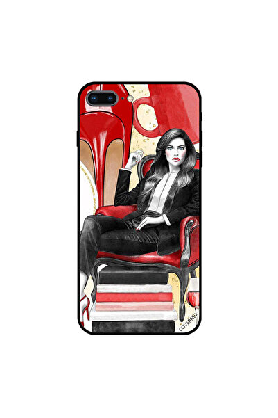 Covernex غطاء حماية لهاتف iPhone 7 Plus بتصميم Girl Boss باللون الأحمر