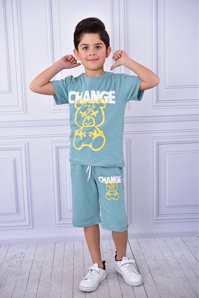 ruhaay Unisex Change Printed Children's Short-Sleeved Summer Shorts with Elastic Waist and Pockets Bottom Top Suit