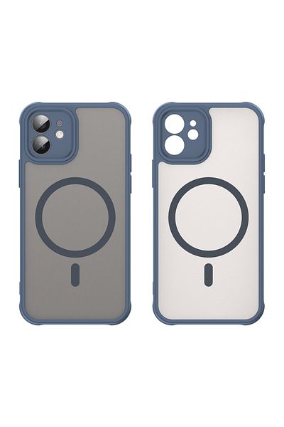 SKYDDAR INNOVATION Carcasă pentru iPhone 12, HaloFrost MagSafe II, rezistentă la șocuri, set de autocolante, albastru marin