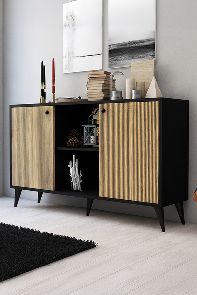 FAVORA Black Winds 2 Kapaklı Konsul - Siyah - Atlantik Çam 130 cm