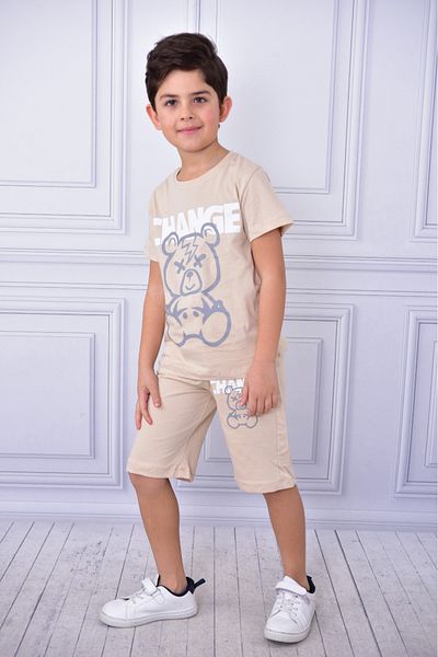 ruhaay Unisex Change Printed Children's Short-Sleeved Summer Shorts with Elastic Waist and Pockets Bottom Top Suit