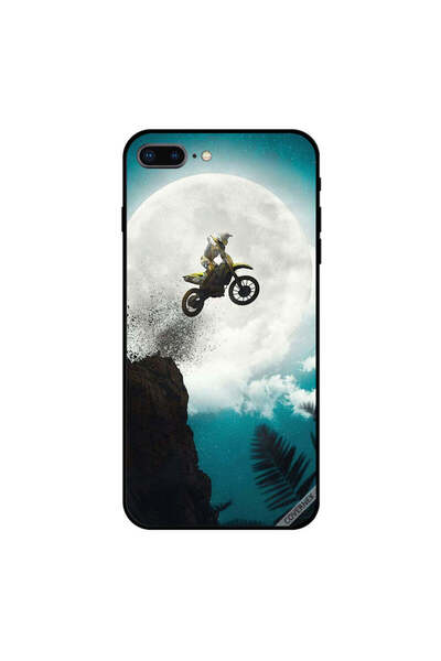 Covernex غطاء حماية لجهاز iPhone 8 Plus بتصميم "رحلة إلى القمر على دراجة"