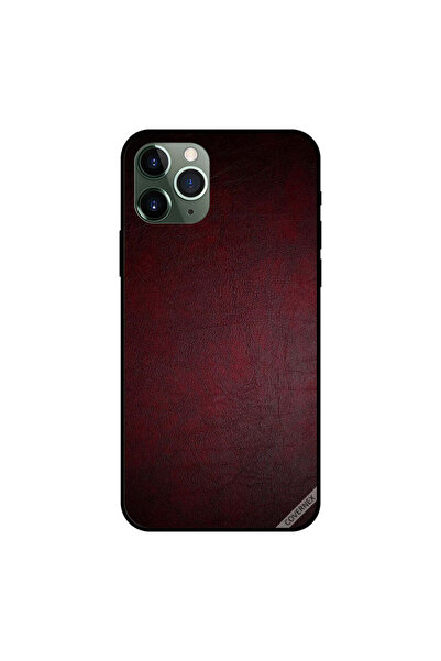 Covernex غطاء حماية لجهاز iPhone 11 Pro Max بنمط جلدي أحمر داكن عتيق