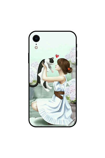 Covernex غطاء حماية لهاتف iPhone XR، فتاة جميلة تحب قطتها الصغيرة