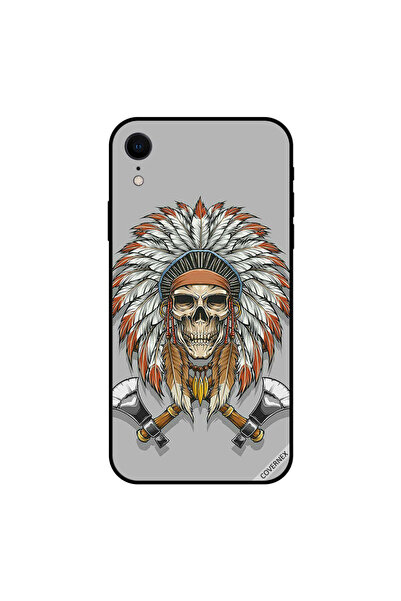 Covernex غطاء حماية لجهاز iPhone XR بطبعة جمجمة ريشية بنية اللون