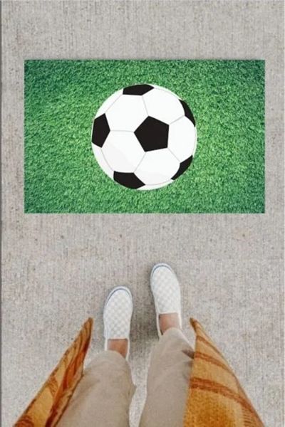 Mu Art Ahşap Door Mat Decorative Digital Printing Football P-2346