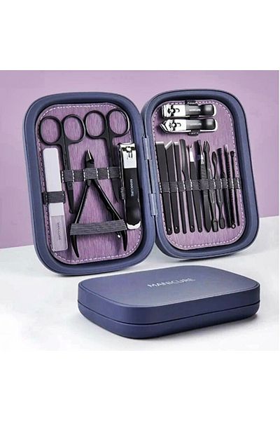 gaman Professional 18 Piece Purple Manicure Pedicure Care Set - at Home, Travel or Office