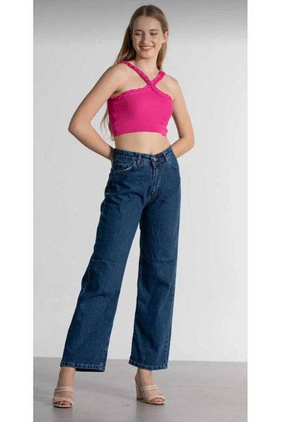 TRENDNATUREL Pantaloni de jeans largi Maggy cu talie extra înaltă, albastru închis, lycra Palazzo